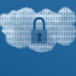 cloud with binary code and padlock