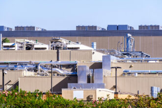 Exterior view of an energy efficient data center in the US