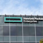 Hewlett Packard Enterprise logo and sign at the company
