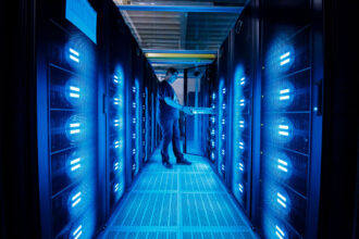 Data centers like this one power artificial intelligence but also contribute to global warming.