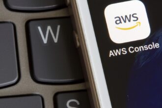 AWS management console mobile app icon on a smartphone