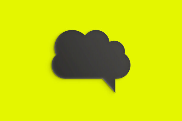 Cloud shaped speech bubble on yellow background