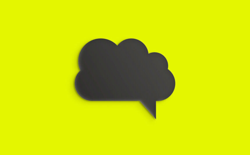 Cloud shaped speech bubble on yellow background