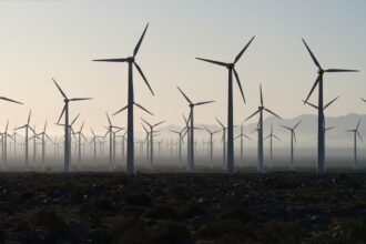 Wind farm powering a data center