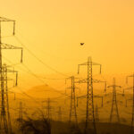 UK electricity network at dawn