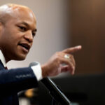 Governor Wes Moore addresses fellow Maryland democrats at an annual luncheon in Annapolis on Jan. 9. Credit: Marvin Joseph/The Washington Post via Getty Images