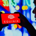 Equinix data center logo on a smart phone