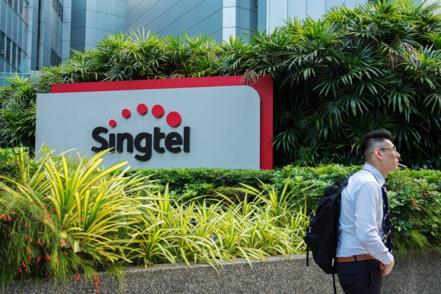 Singtel sign in front of building