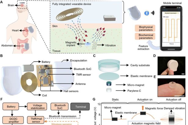 Tiny magnetic implants enable wireless health monitoring when paired with wearable device