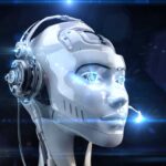 AI head with headset on robocalls