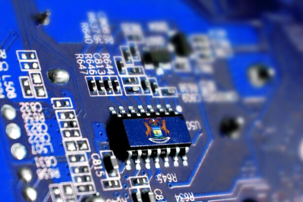 Michigan flag on a circuit board