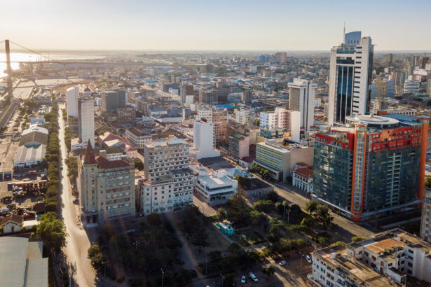 Aerial view of downtown of Maputo, capital city of Mozambique