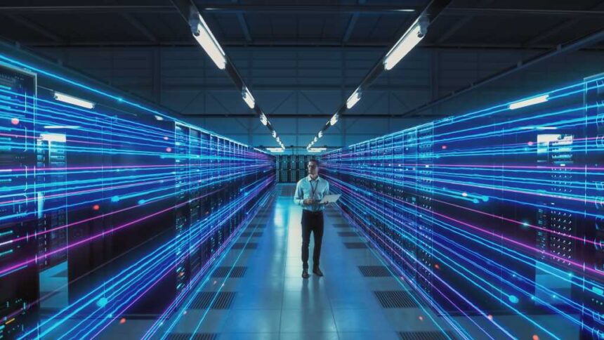 Data center futuristic concept