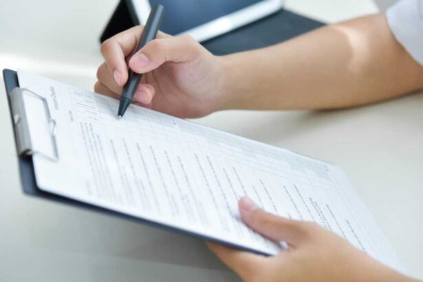 person looking at regulations checklist