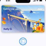 A California driver’s license in Apple Wallet on an iPhone.