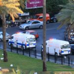 Ambulances rush wounded people to a hospital in the southern Lebanese city of Saida on September 17, 2024.