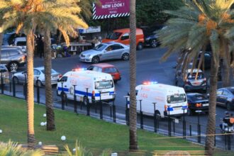 Ambulances rush wounded people to a hospital in the southern Lebanese city of Saida on September 17, 2024.