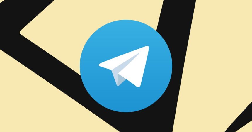 A picture of Telegram’s paper airplane logo surrounded by yellow triangular shapes