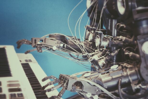 Robot playing a piano illustrating researchers from MIT developing a robot training method that uses AI techniques and a transformer model for improving robotics.