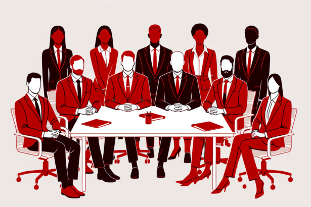 A team of people in red illustrating new AI red teaming methods created by OpenAI to improve the safety of new artificial intelligence models.