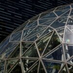 Photo of an Amazon Sphere, part of its campus, as Amazon Web Services (AWS) announces new tools, features, and artificial intelligence models for developers using its fully-managed Bedrock generative AI service.