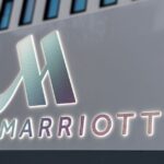 Brand logo on a Marriott hotel