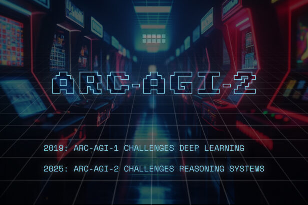 ARC-AGI-2 written digitally illustrating the launch of the tough AI benchmark evaluating AGI capabilities launched by ARC Prize alongside their 2025 competition.