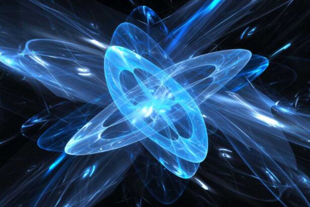 Quantum, blue glow, 3D image