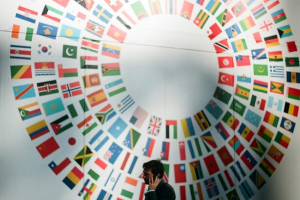 Flags at the World Bank illustrating an article with viewpoints from Boston Consulting Group, or BCG, on how generative AI is reshaping global competition and geopolitics, presenting challenges and opportunities for nations and businesses alike.