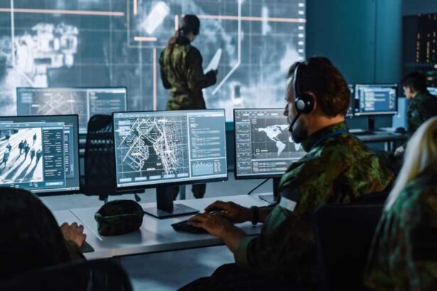 data center cybersecurity security military monitor men