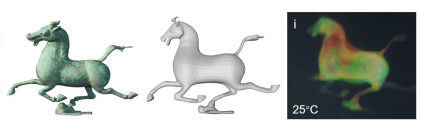 3D printing with tunable color creates microscale replica of famous statue