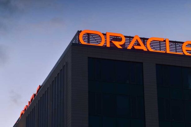 Oracle logo on building