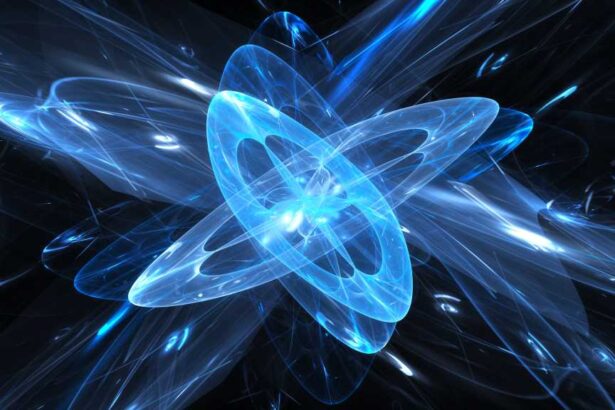 Quantum, blue glow, 3D image