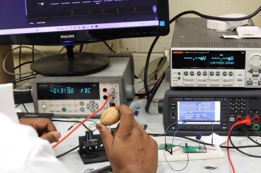 Coin-sized device uses nut waste and drops of water to generate green energy