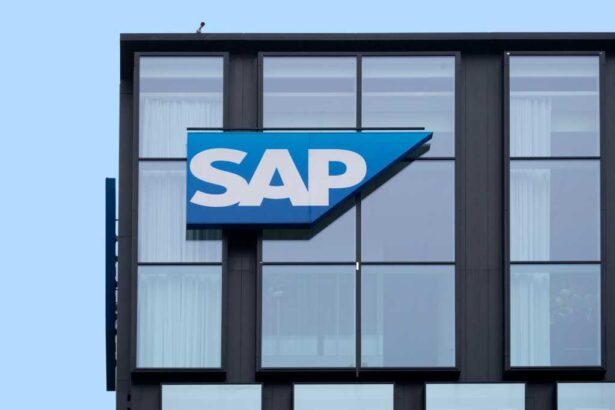 logo SAP SE enterprise software development, German multinational software company, International Business Expansion, sustainable development in Technology, Frankfurt, Germany - February 08, 2024