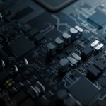 a fragment of computer hardware components. powerful cpu on a chip 3d render