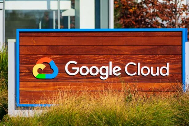 Google Cloud sign is displayed at Google campus in Silicon Valley - Sunnyvale, California, USA - November, 2019