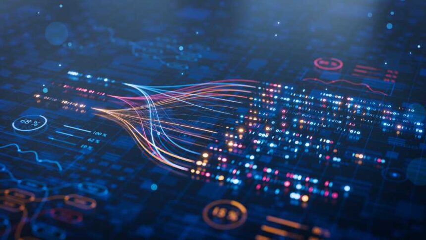 AI-driven technology powers automation and big data workflows, enabling analysis through neural networks and data analytics for business intelligence, predictive insights, and process optimization.