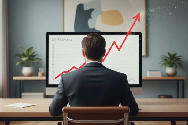 image of man sitting at desk watching AI costs increase