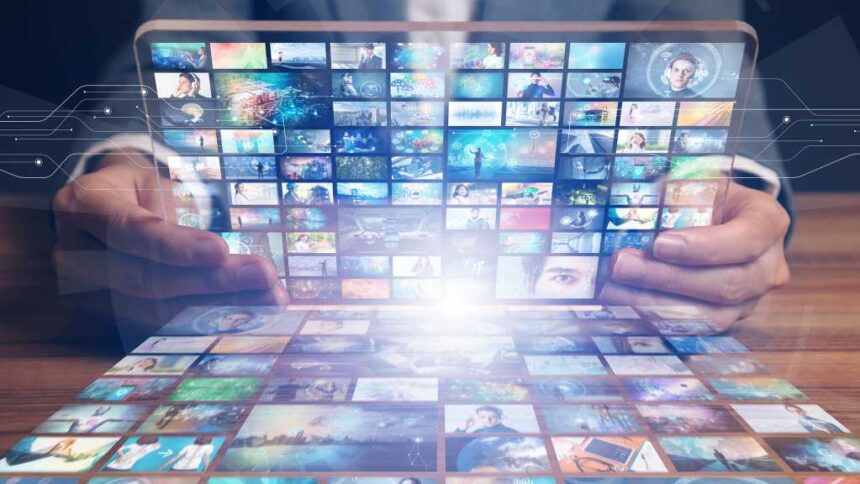 A person watching a stream of videos on a tablet