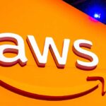 Large AWS sign. Amazon Web Services (AWS) is a subsidiary of Amazon that provides on-demand cloud computing platforms - Las Vegas, Nevada, USA - December 3, 2019