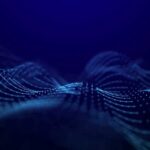 Wave of dots and weave lines. Abstract background. Data. Network connection structure.