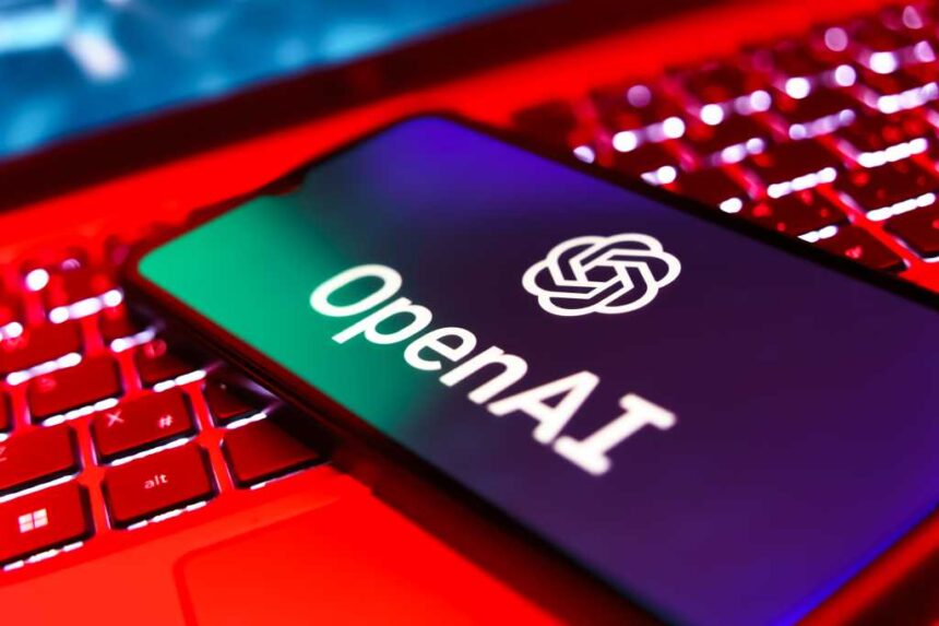 Prague, Czechia - 7 23 2024: Smartphone on surface showing OpenAI logo. OpenAI is a non-profit organization for artificial intelligence research.